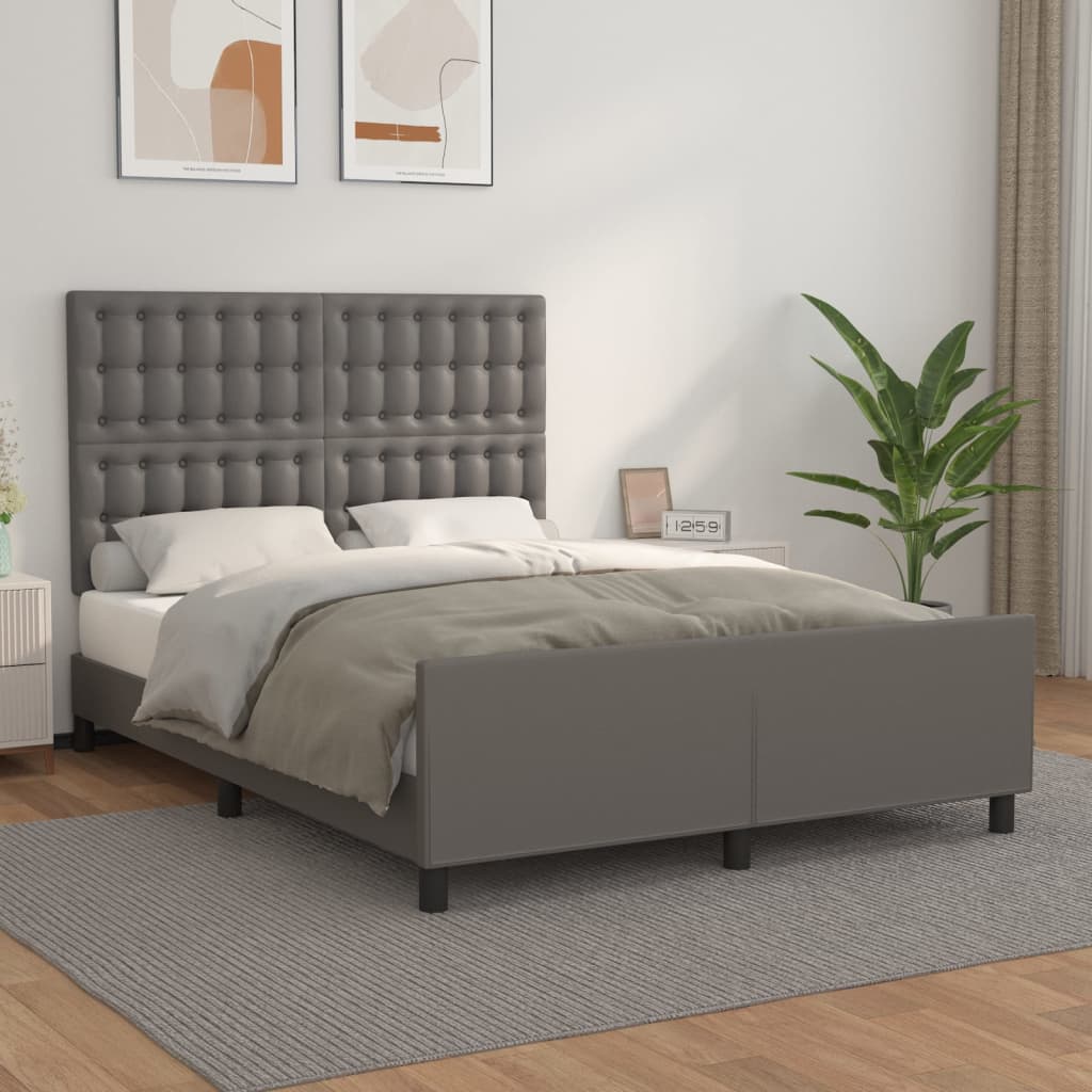 vidaXL Posteľný rám s čelom sivý 140x200 cm umelá koža
