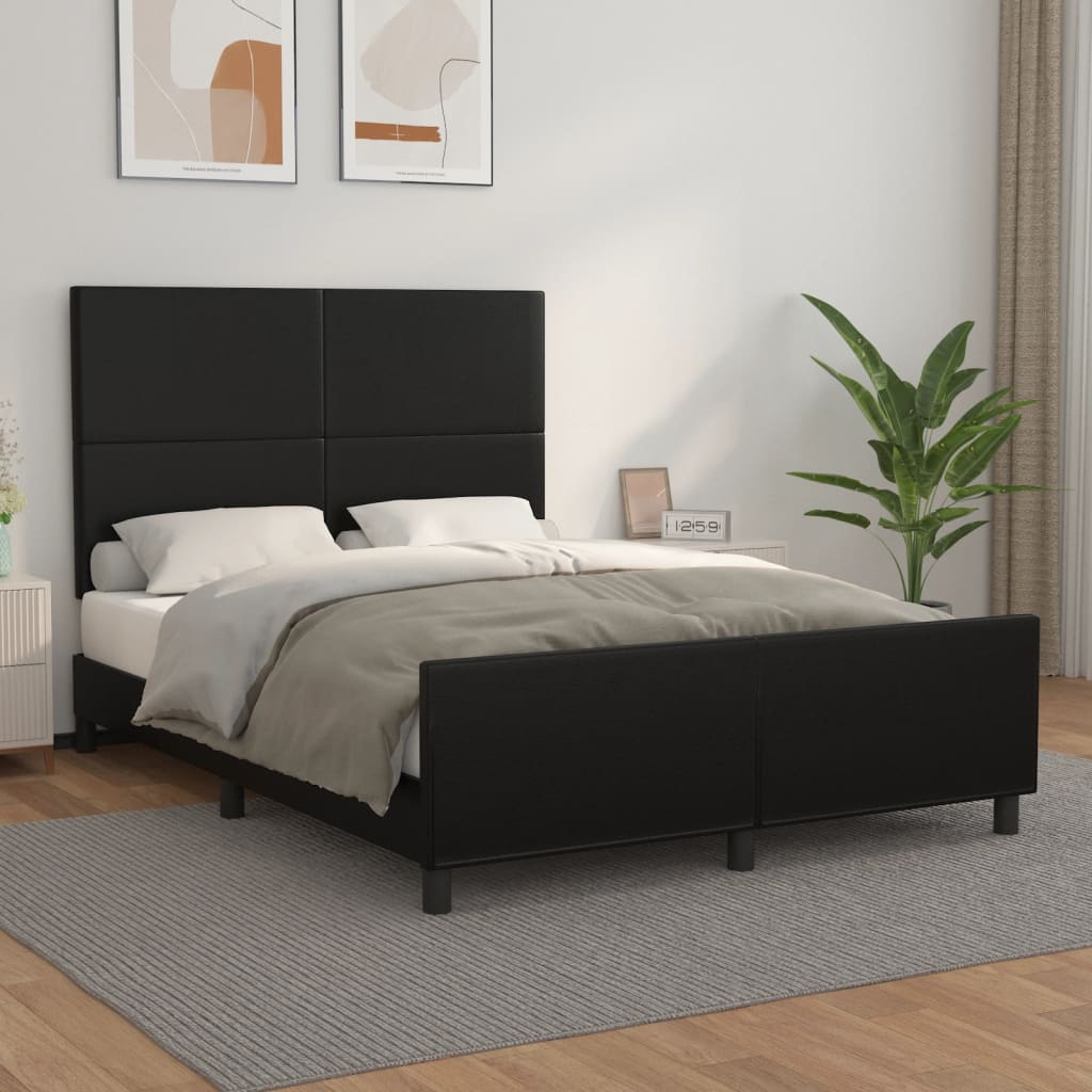 vidaXL Posteľný rám s čelom čierny 140x200 cm umelá koža