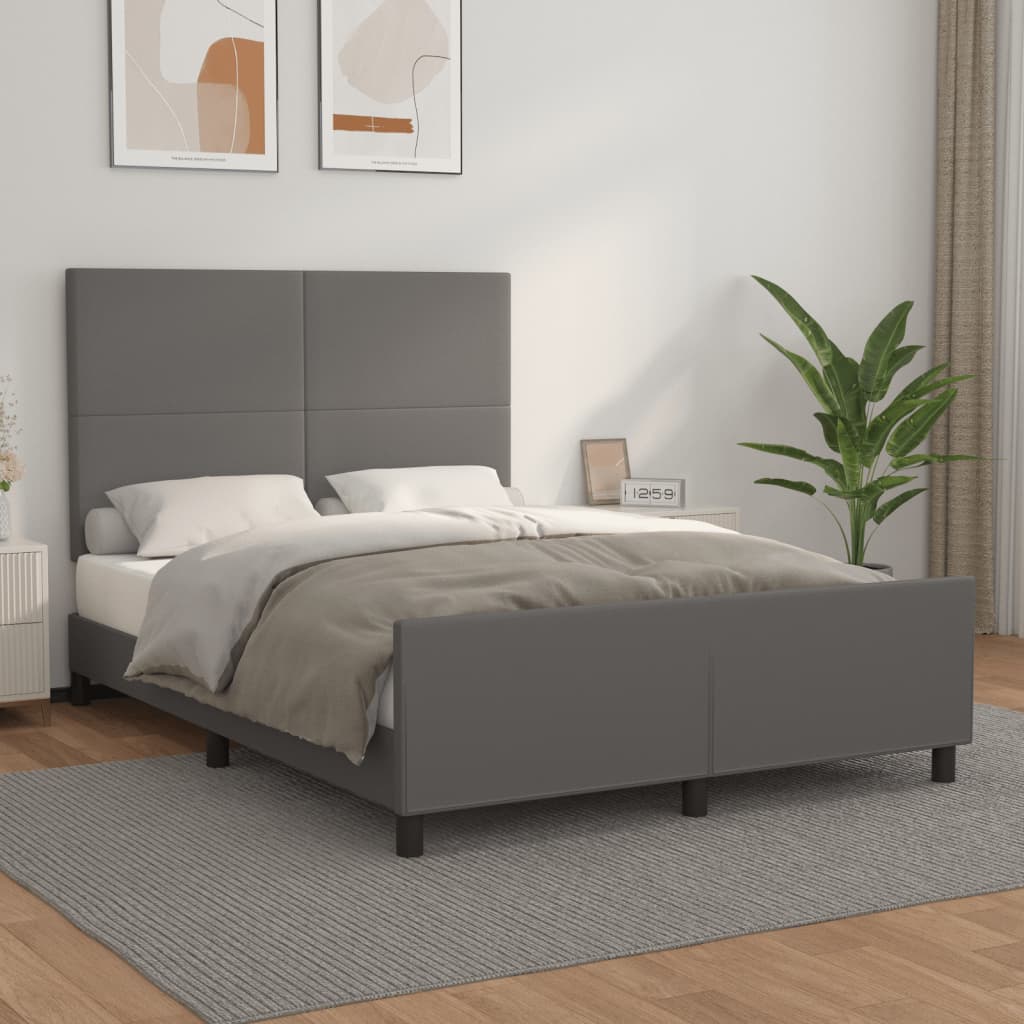 vidaXL Posteľný rám s čelom sivý 140x200 cm umelá koža