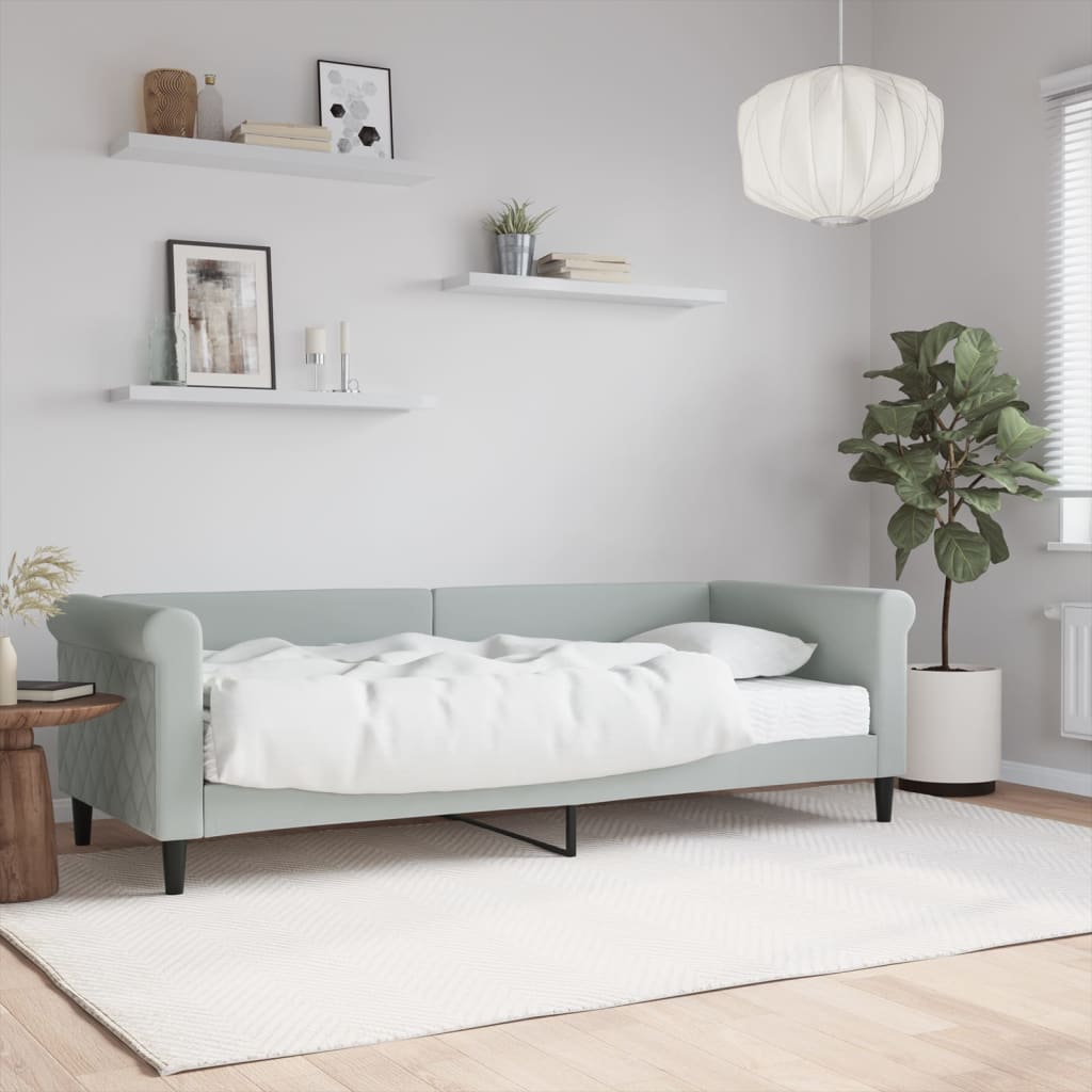 vidaXL Denná posteľ s matracom svetlosivá 80x200 cm zamat