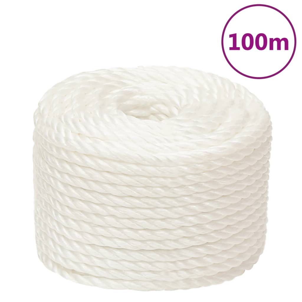 vidaXL Pracovné lano biele 16 mm 100 m polypropylén