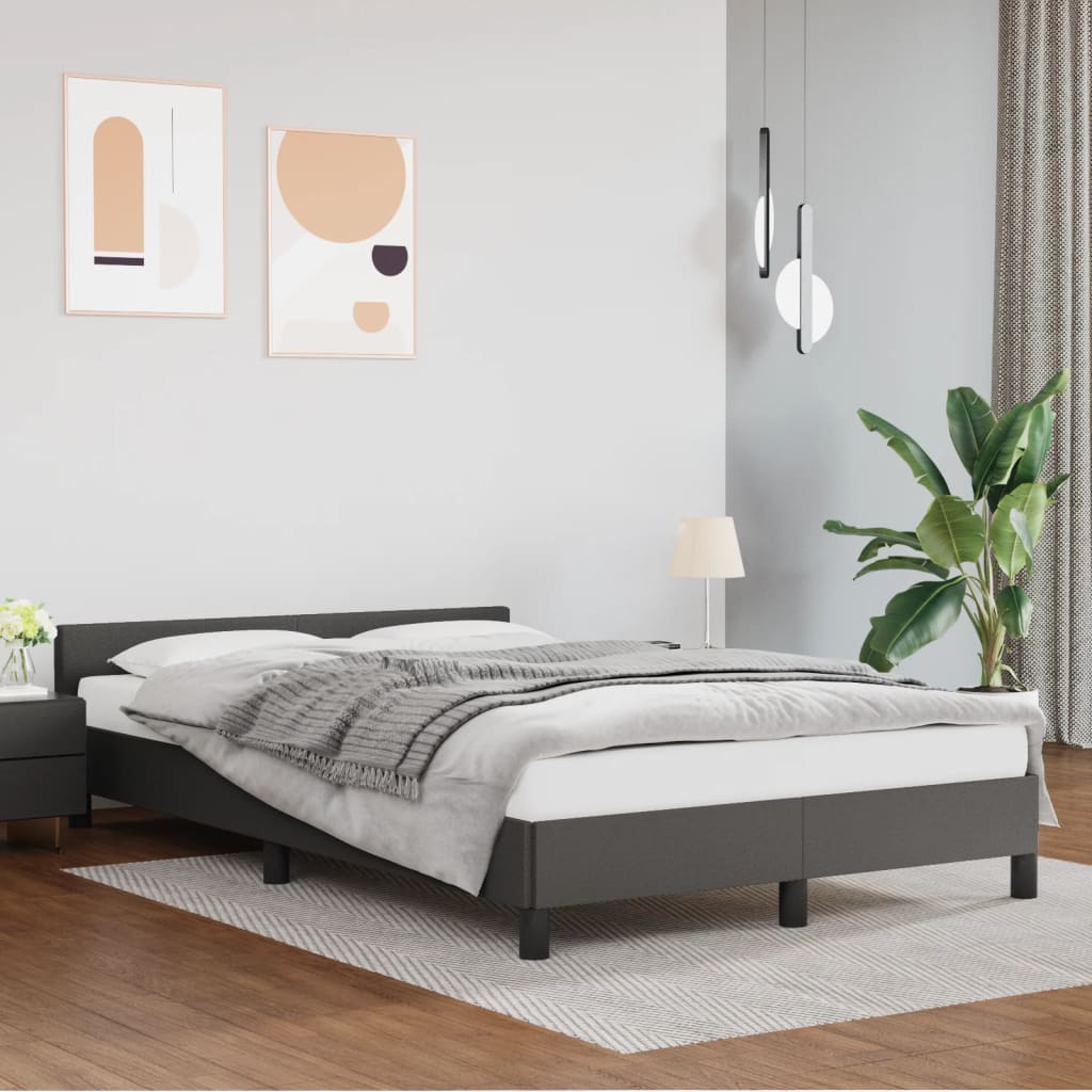 vidaXL Posteľný rám s čelom sivý 120x200 cm umelá koža