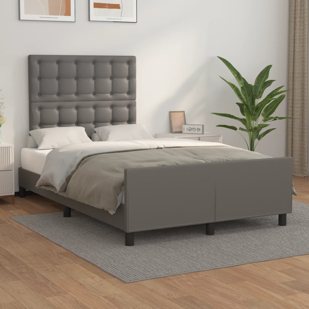 vidaXL Posteľný rám s čelom sivý 120x200 cm umelá koža