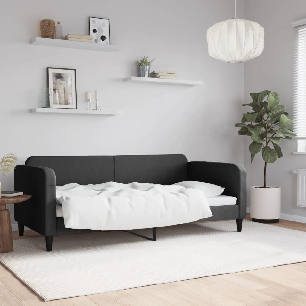 vidaXL Denná posteľ čierna 90x190 cm látka