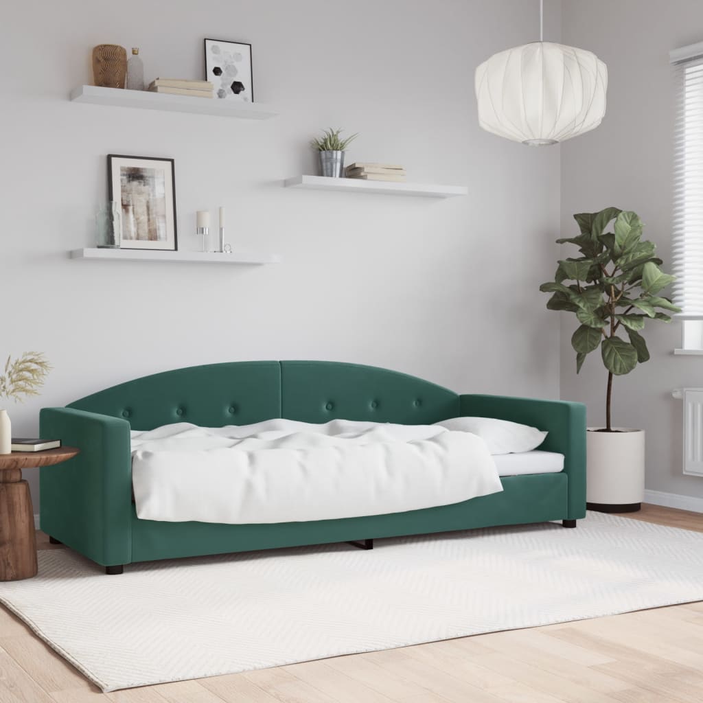 vidaXL Denná posteľ tmavozelená 80x200 cm zamat