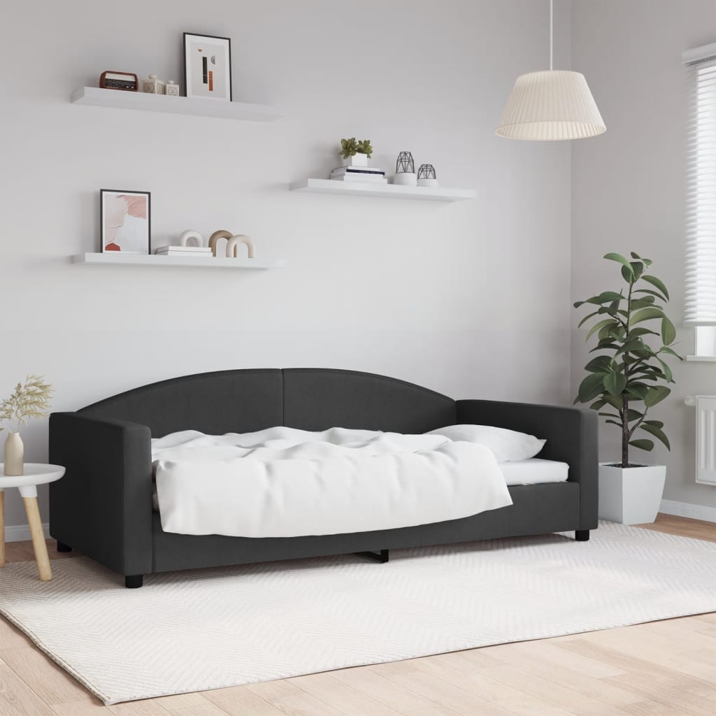 vidaXL Denná posteľ čierna 90x190 cm látka