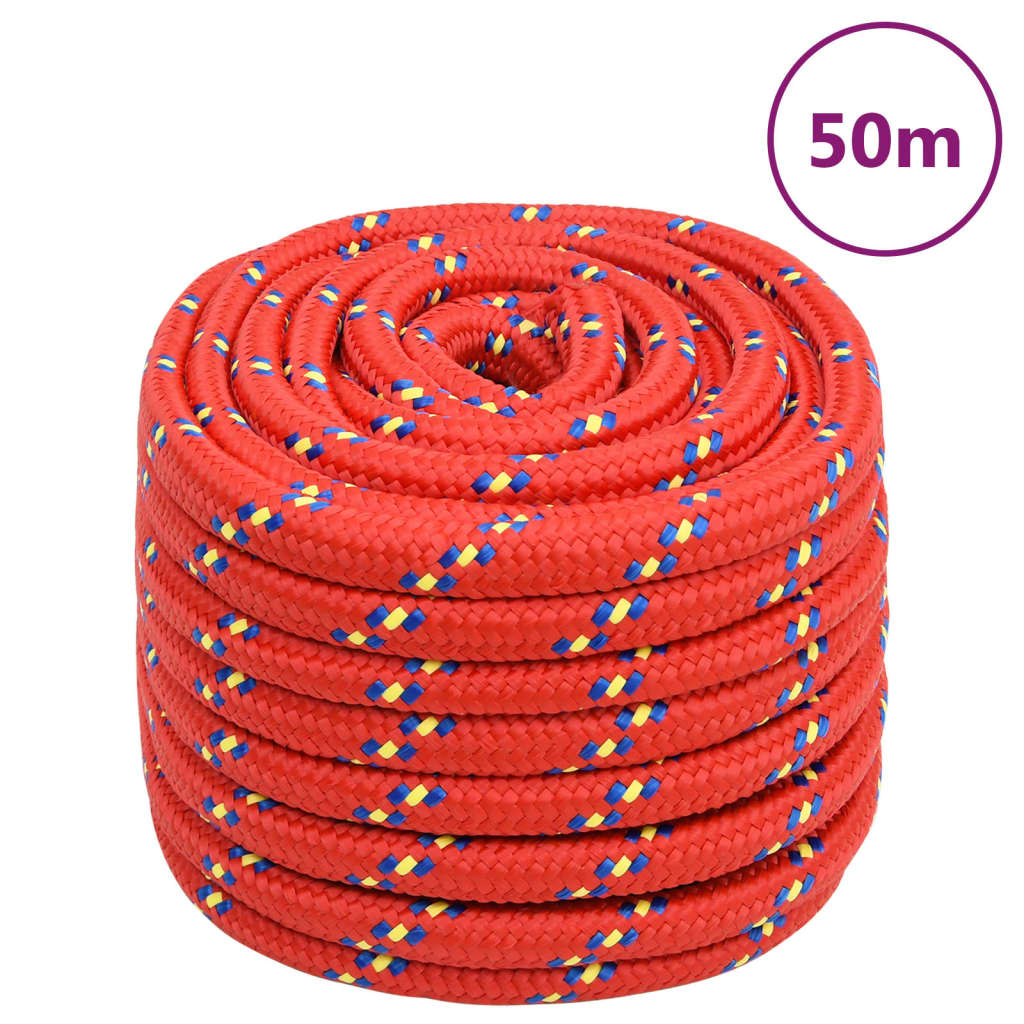 vidaXL Lodné lano červené 20 mm 50 m polypropylén