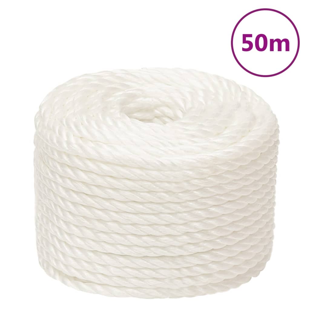 vidaXL Pracovné lano biele 20 mm 50 m polypropylén