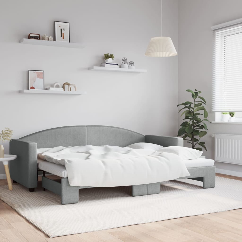 vidaXL Denná posteľ s rozkladacou posteľou bledosivá 80x200 cm látka