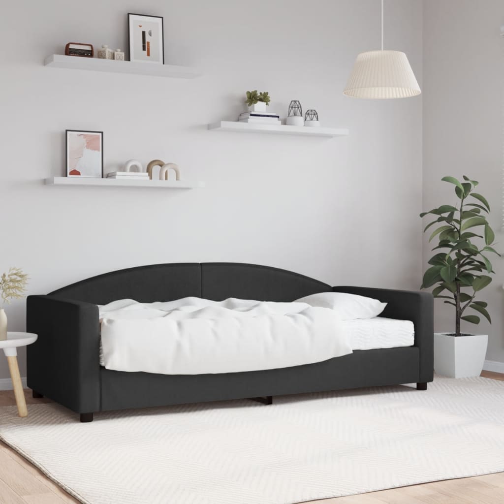 vidaXL Denná posteľ s matracom čierna 90x190 cm látka