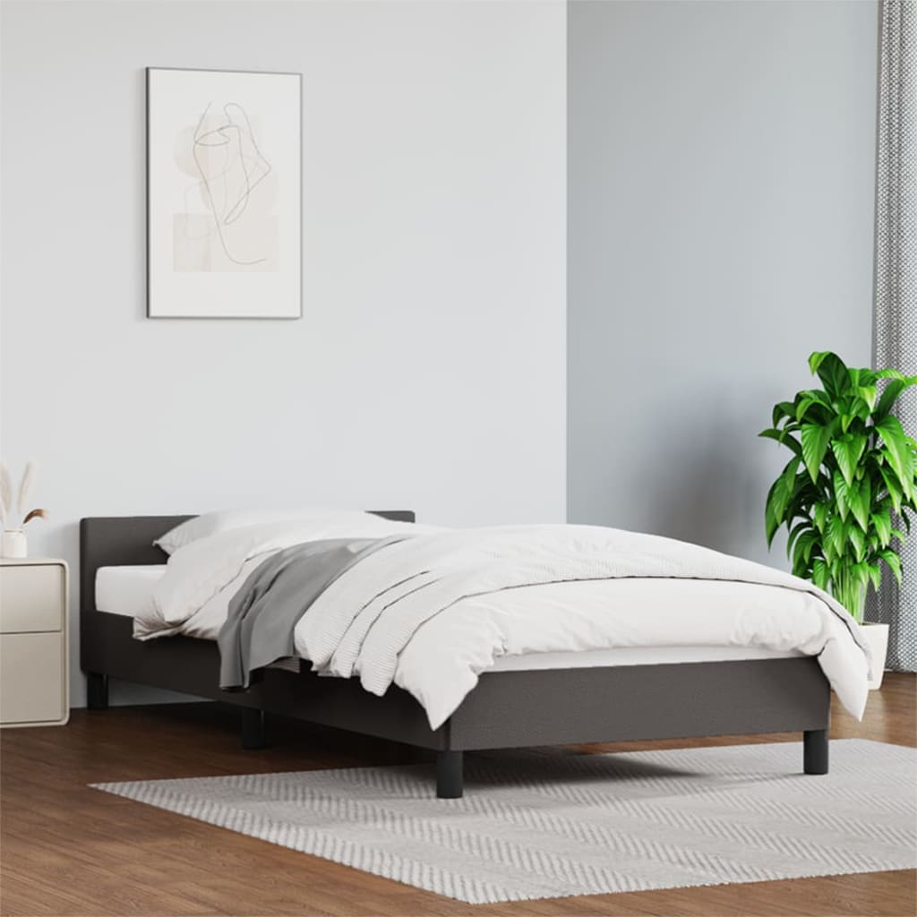 vidaXL Posteľný rám s čelom sivý 100x200 cm umelá koža