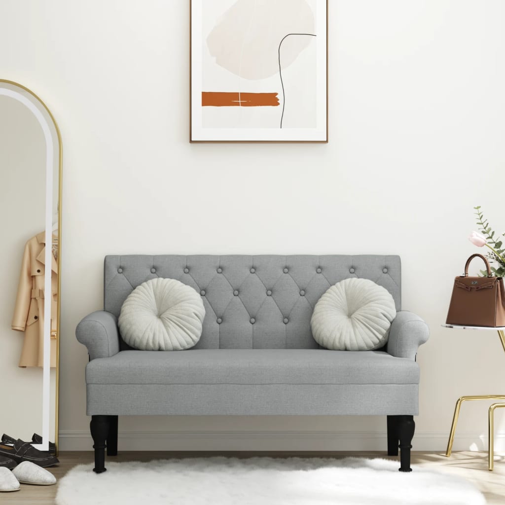 vidaXL Lavička s operadlom svetlosivá 120x62x75,5 cm látka