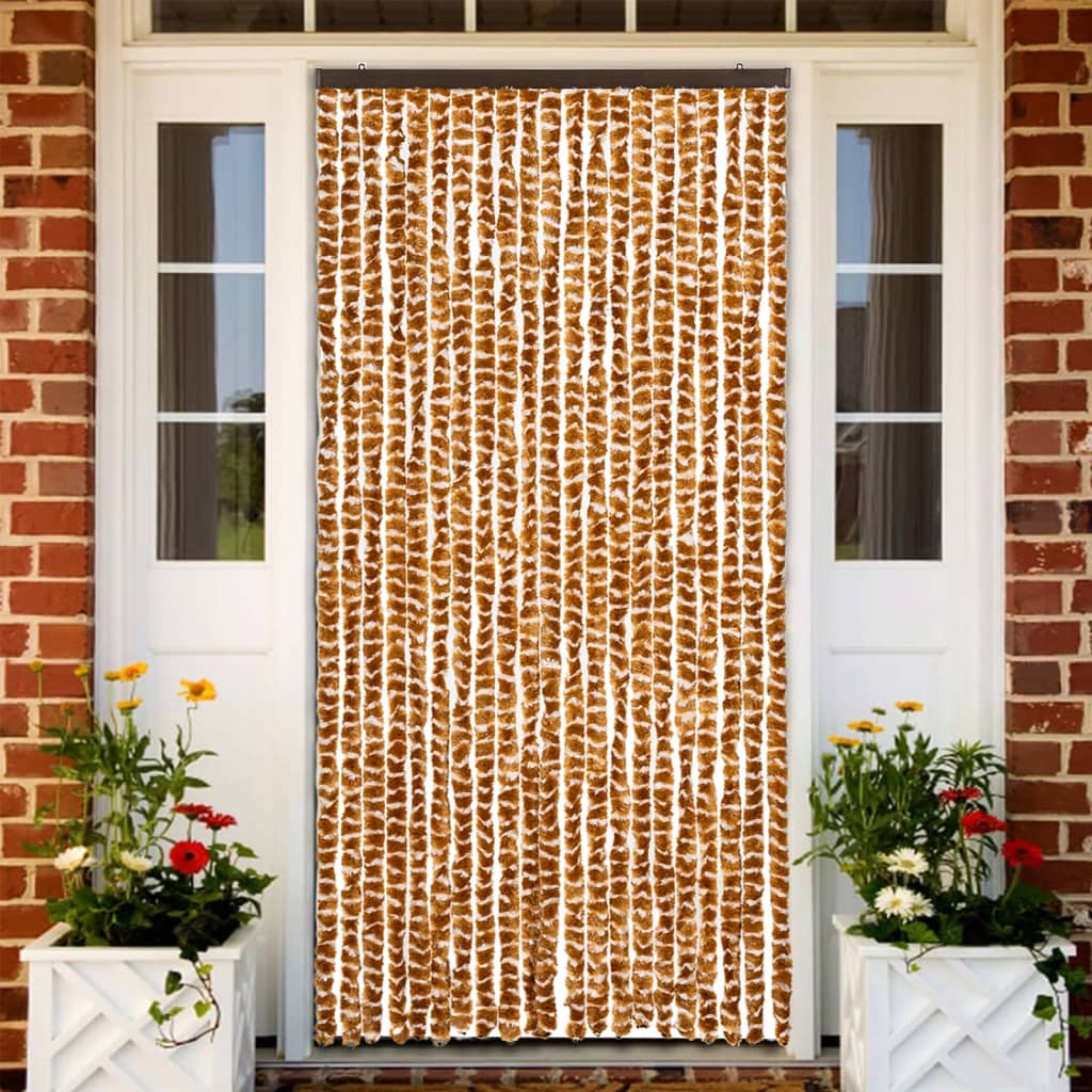 vidaXL Záves proti hmyzu, okrový a biely 90x220 cm, ženilka