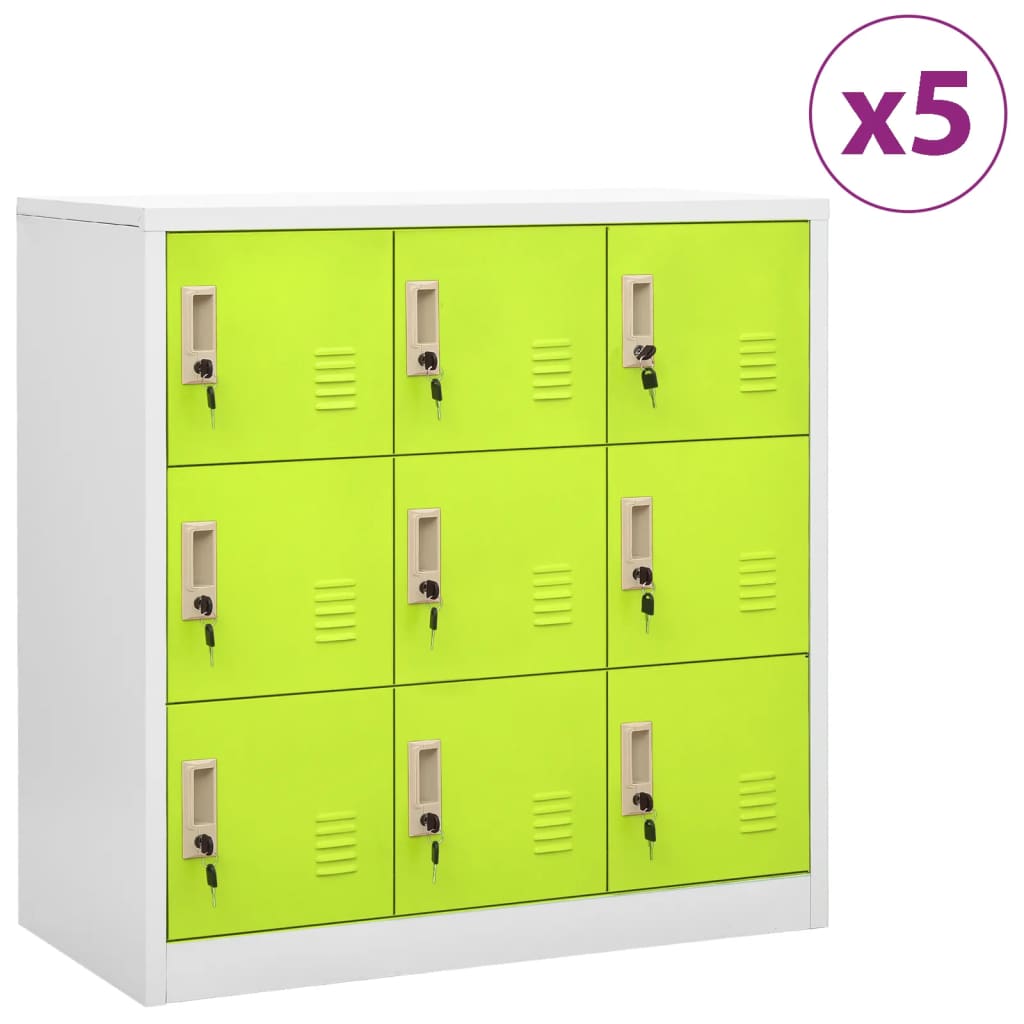 vidaXL Uzamykacie skrinky 5 ks bledosivé a zelené 90x45x92,5 cm oceľové