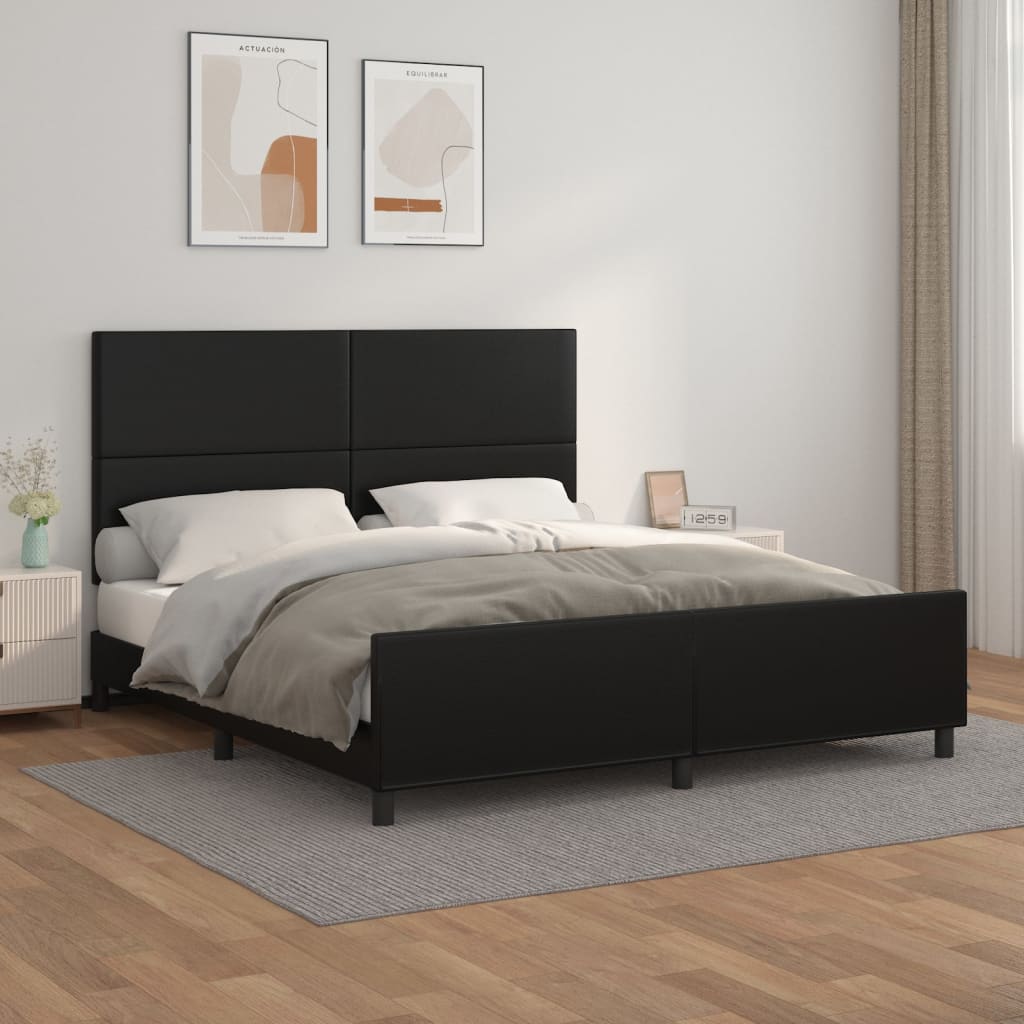 vidaXL Posteľný rám s čelom čierny 180x200 cm umelá koža