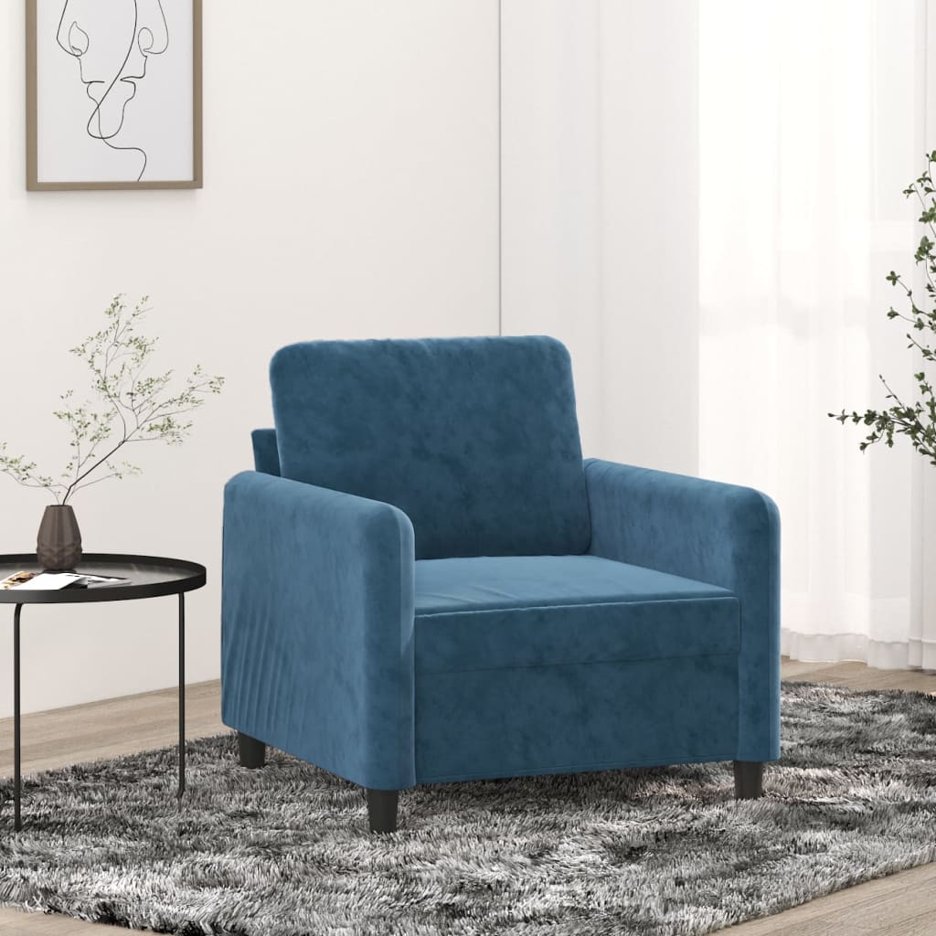vidaXL Kreslo modré 60 cm zamat