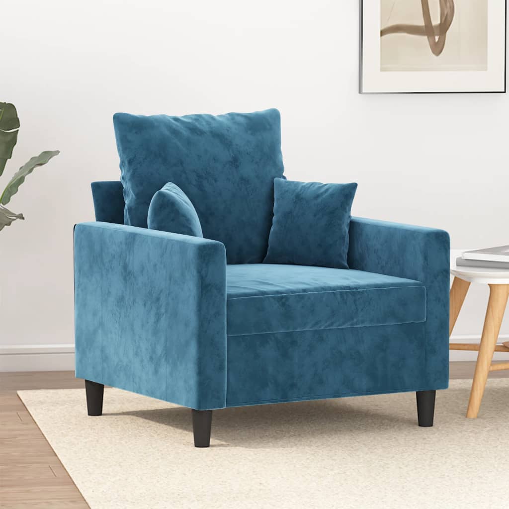 vidaXL Kreslo modré 60 cm zamat