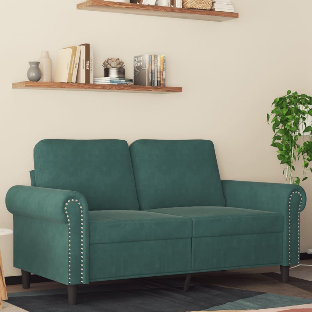 vidaXL 2-miestna pohovka tmavozelená 120 cm zamat