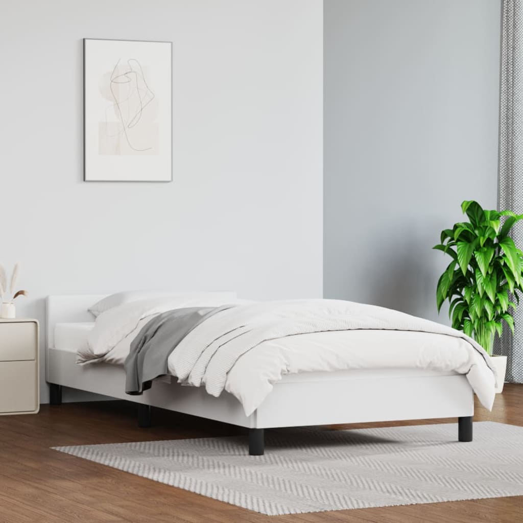 vidaXL Posteľný rám s čelom biely 80x200 cm umelá koža
