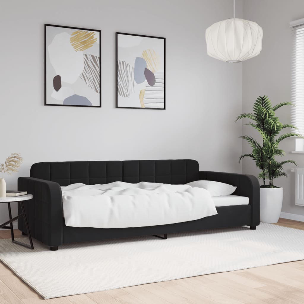 vidaXL Denná posteľ čierna 90x200 cm zamat