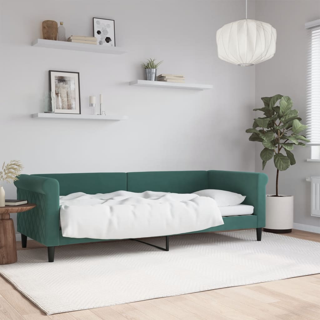 vidaXL Denná posteľ tmavozelená 80x200 cm zamat