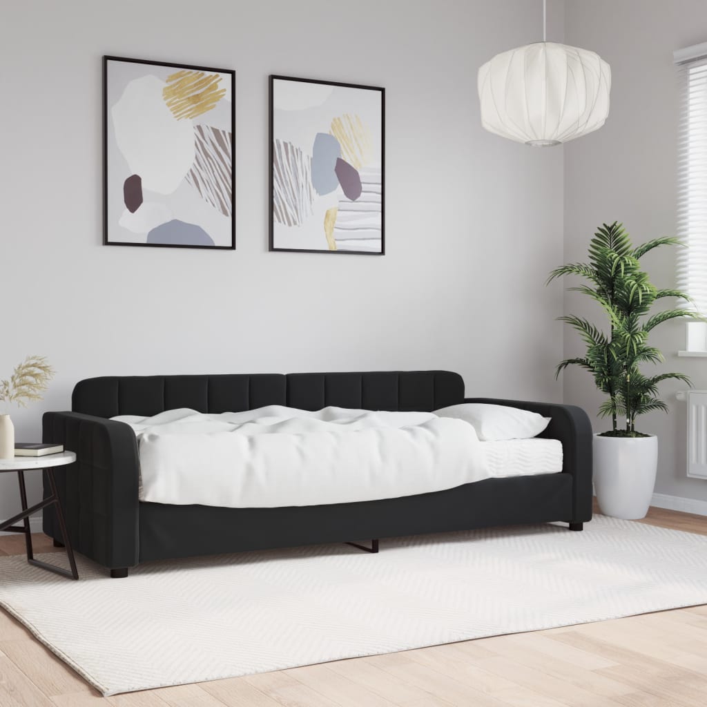 vidaXL Denná posteľ s matracom čierna 80x200 cm zamat