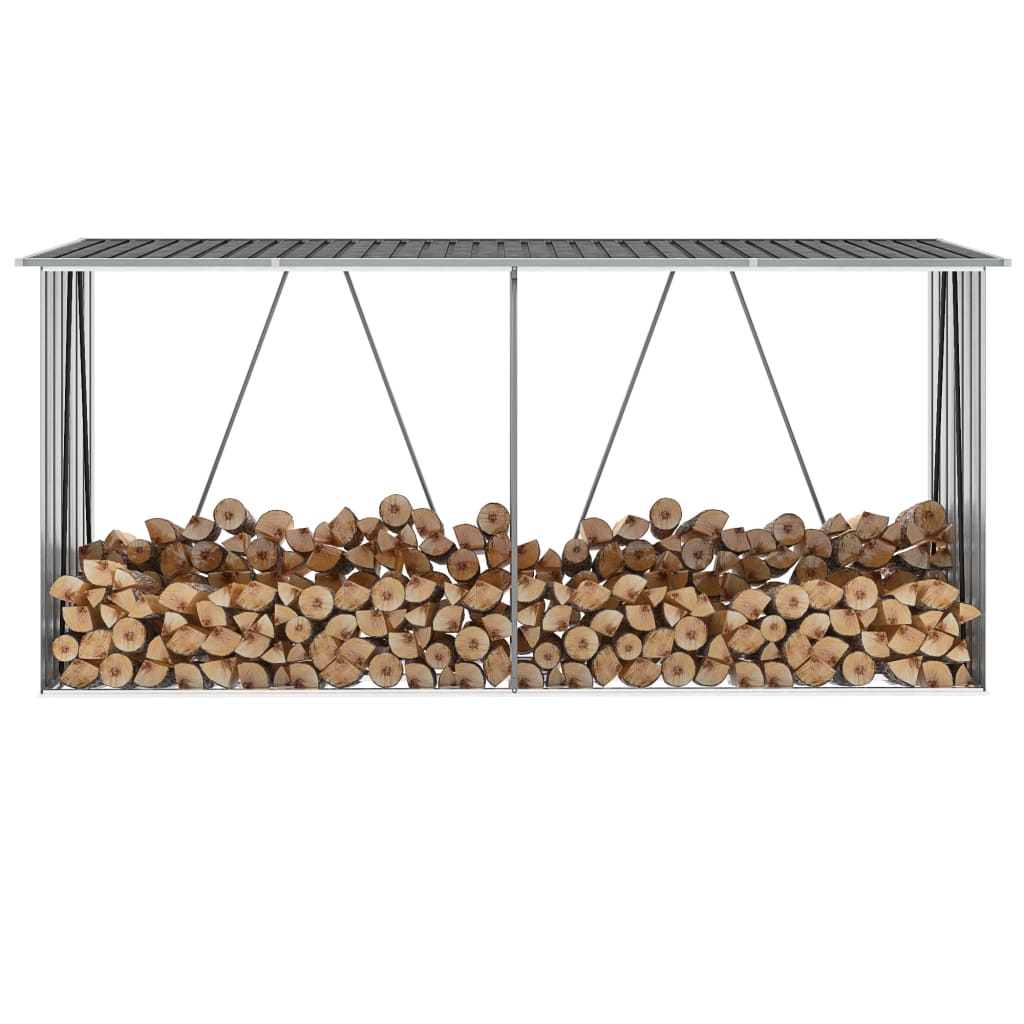 vidaXL Záhradná kôlňa na drevo galvanizovaná oceľ 330x84x152 cm antracitová