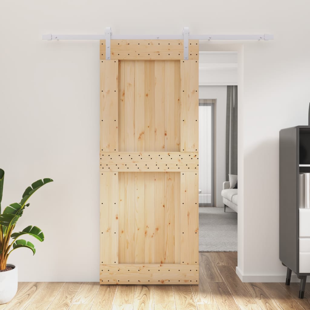 vidaXL Posuvné dvere so sadou kovania 85x210 cm borovicový masív