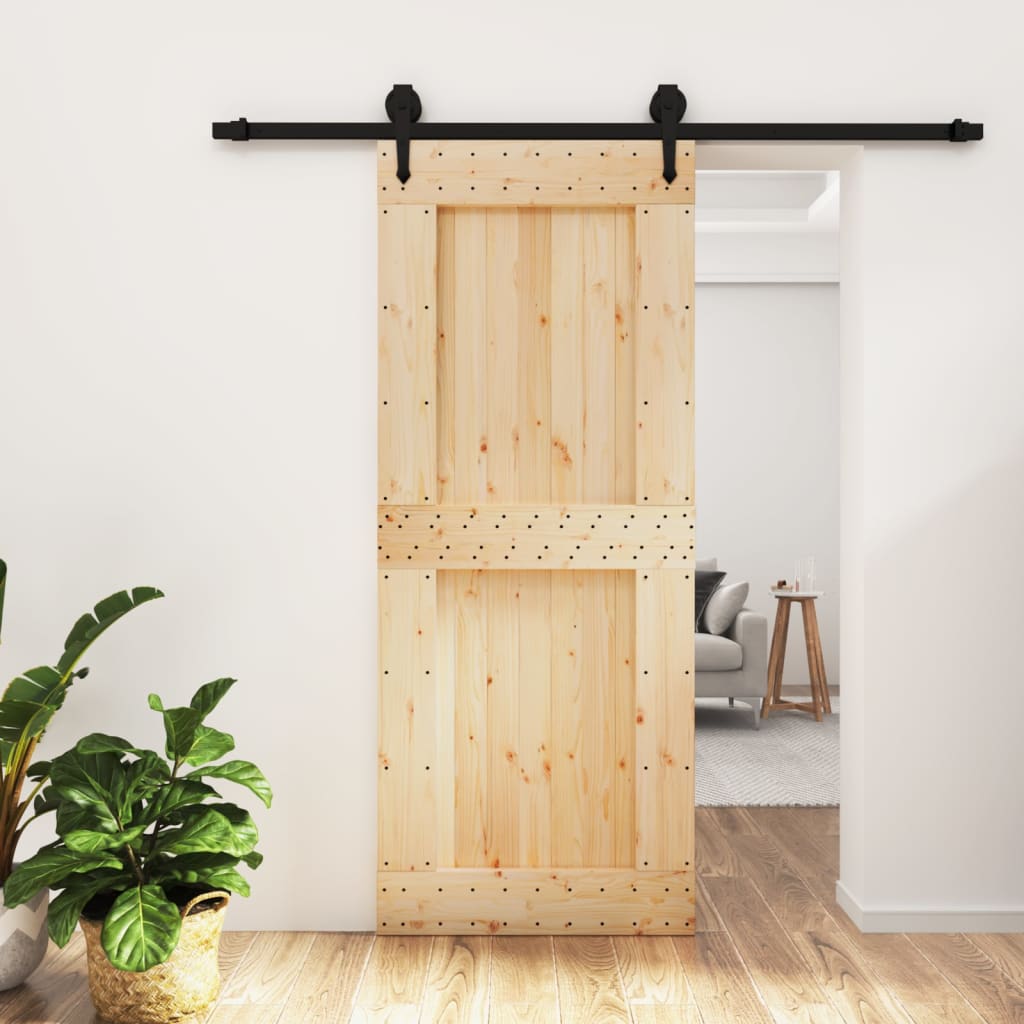 vidaXL Posuvné dvere so sadou kovania 85x210 cm borovicový masív