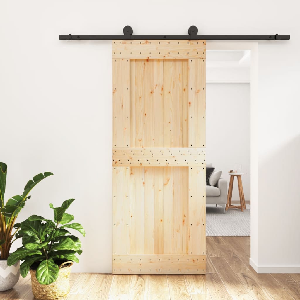 vidaXL Posuvné dvere so sadou kovania 85x210 cm borovicový masív