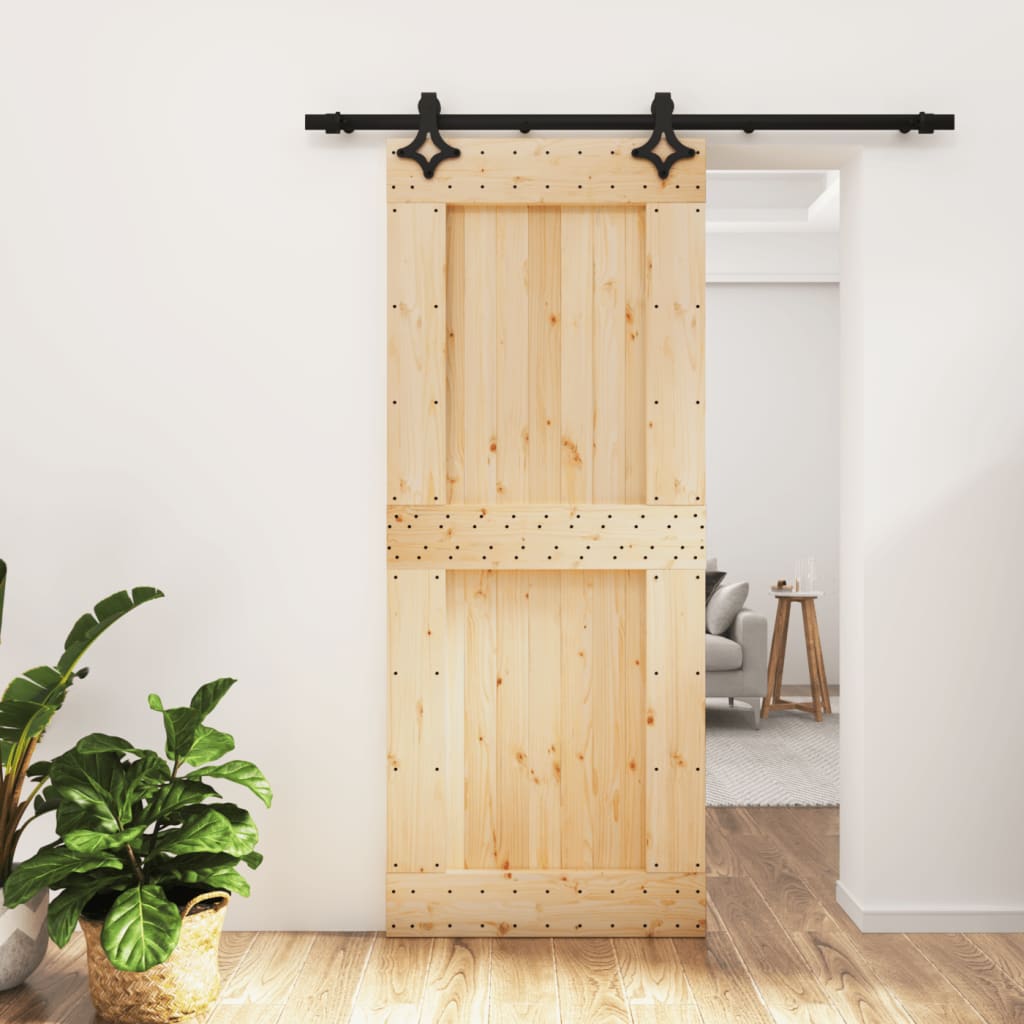 vidaXL Posuvné dvere so sadou kovania 85x210 cm borovicový masív