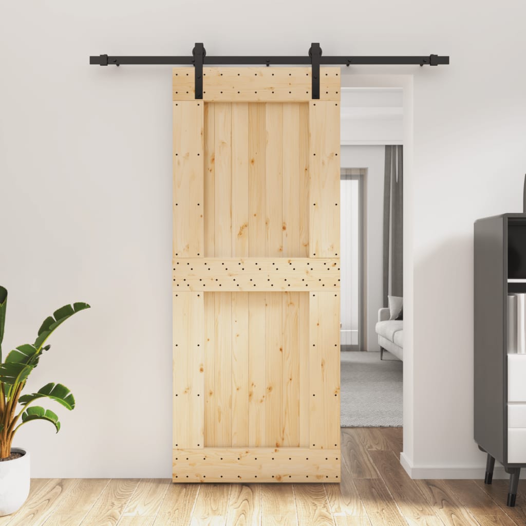 vidaXL Posuvné dvere so sadou kovania 85x210 cm borovicový masív