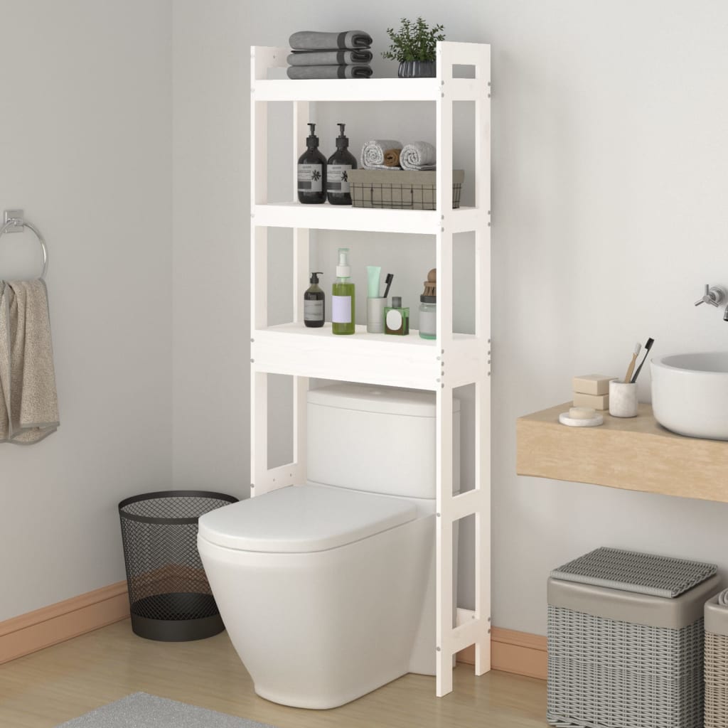 vidaXL Toaletný stojan biely 63x26x171 cm masívna borovica
