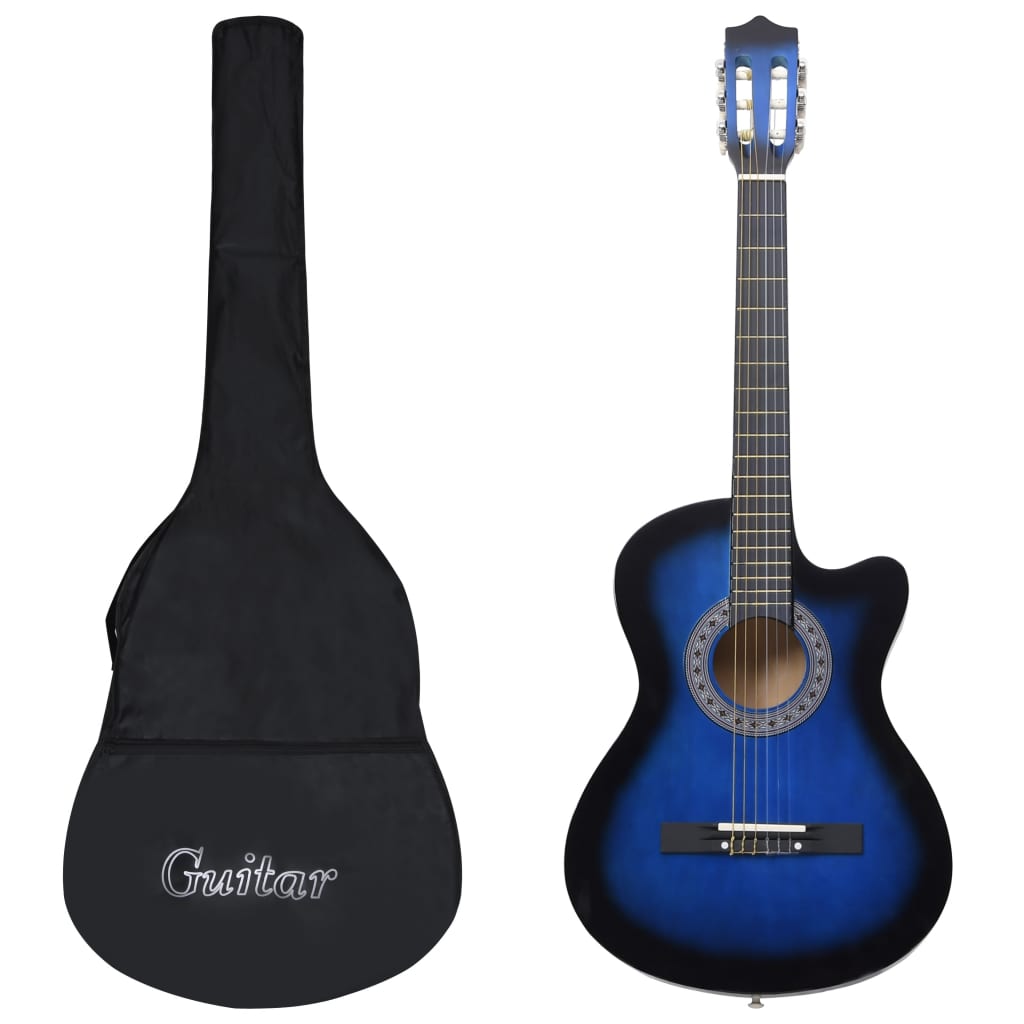 vidaXL 12-dielna folková klasická gitara so 6 strunami, modrá 38