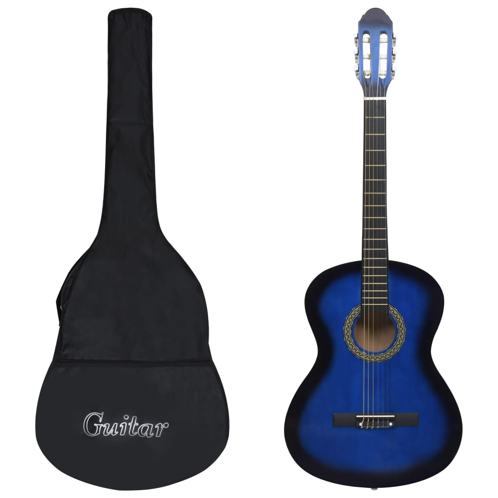 vidaXL Klasická gitara pre začiatočníkov s taškou modrá 4/4 39
