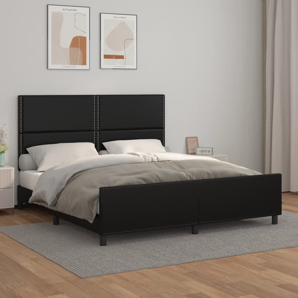 vidaXL Posteľný rám s čelom čierny 160x200 cm umelá koža