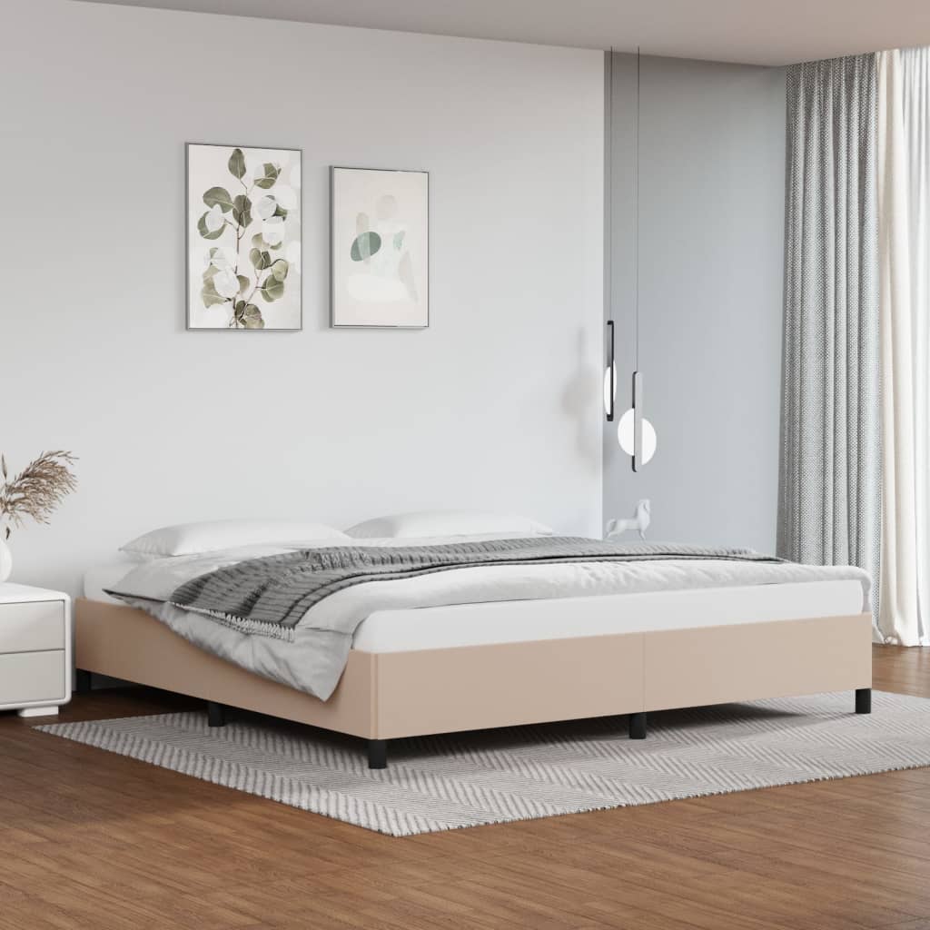 vidaXL Posteľný rám kapučínový 200x200 cm umelá koža