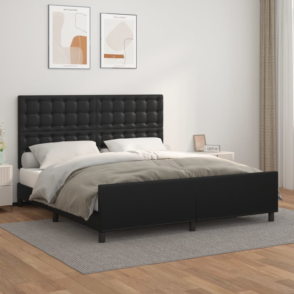 vidaXL Posteľný rám s čelom čierny 160x200 cm umelá koža