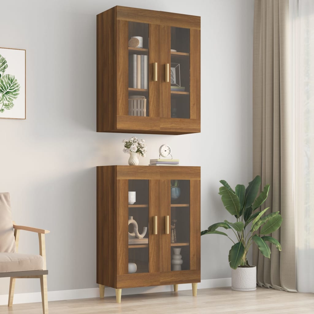 vidaXL Závesná nástenná skrinka hnedý dub 69,5x34x90 cm