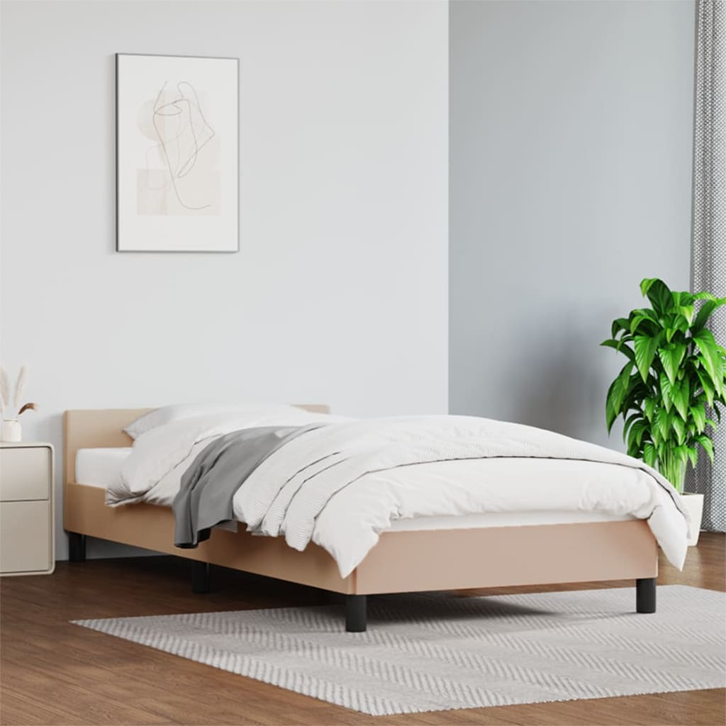 vidaXL Posteľný rám s čelom kapučínový 80x200 cm umelá koža