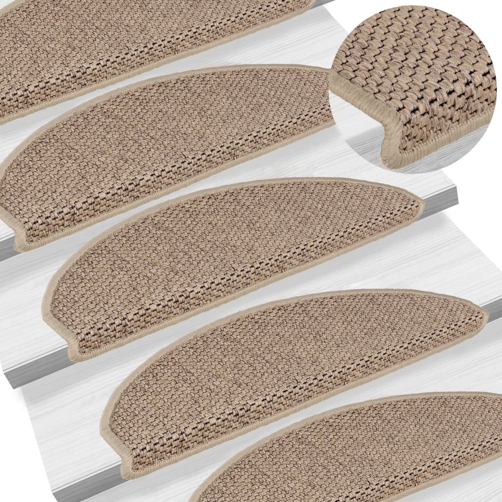 vidaXL Samolepiace nášľapy na schody vzhľad sisalu 15 ks 65x21x4 cm