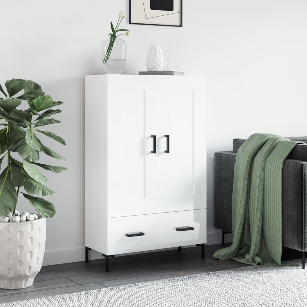 vidaXL Vysoká skrinka lesklá biela 69,5x31x115 cm kompozitné drevo