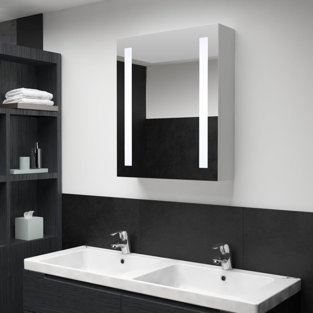 vidaXL LED kúpeľňová zrkadlová skrinka 50x13x70 cm