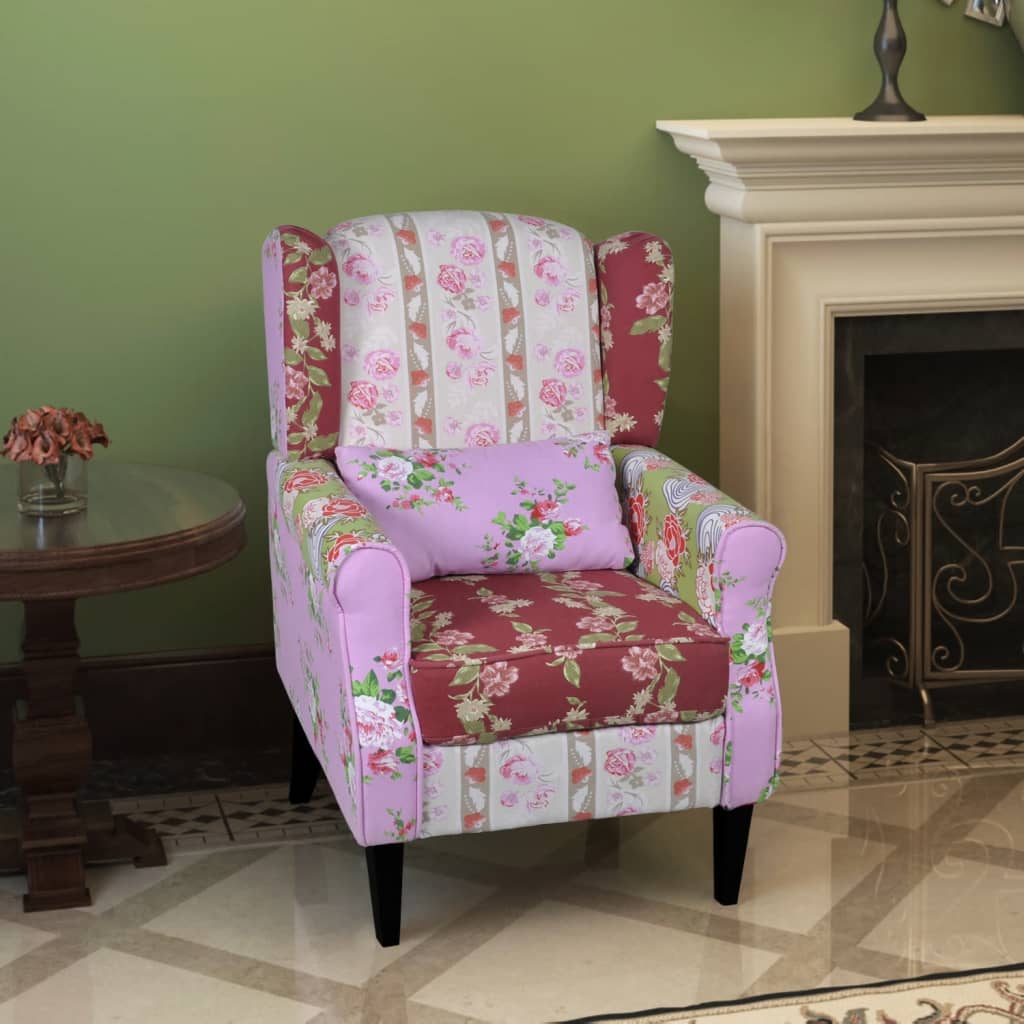 vidaXL Látkové kreslo s patchwork dizajnom