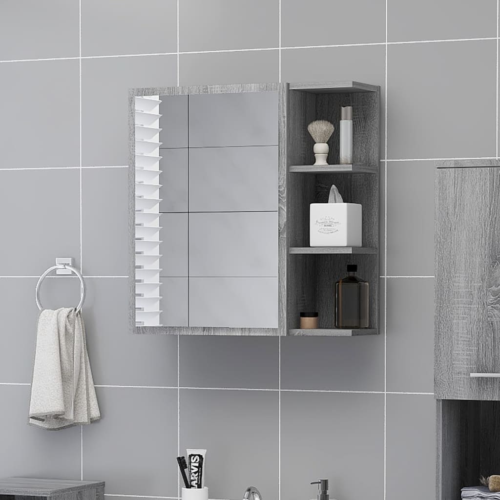 vidaXL Zrkadlová skrinka sivá sonoma 62,5x20,5x64 cm spracované drevo