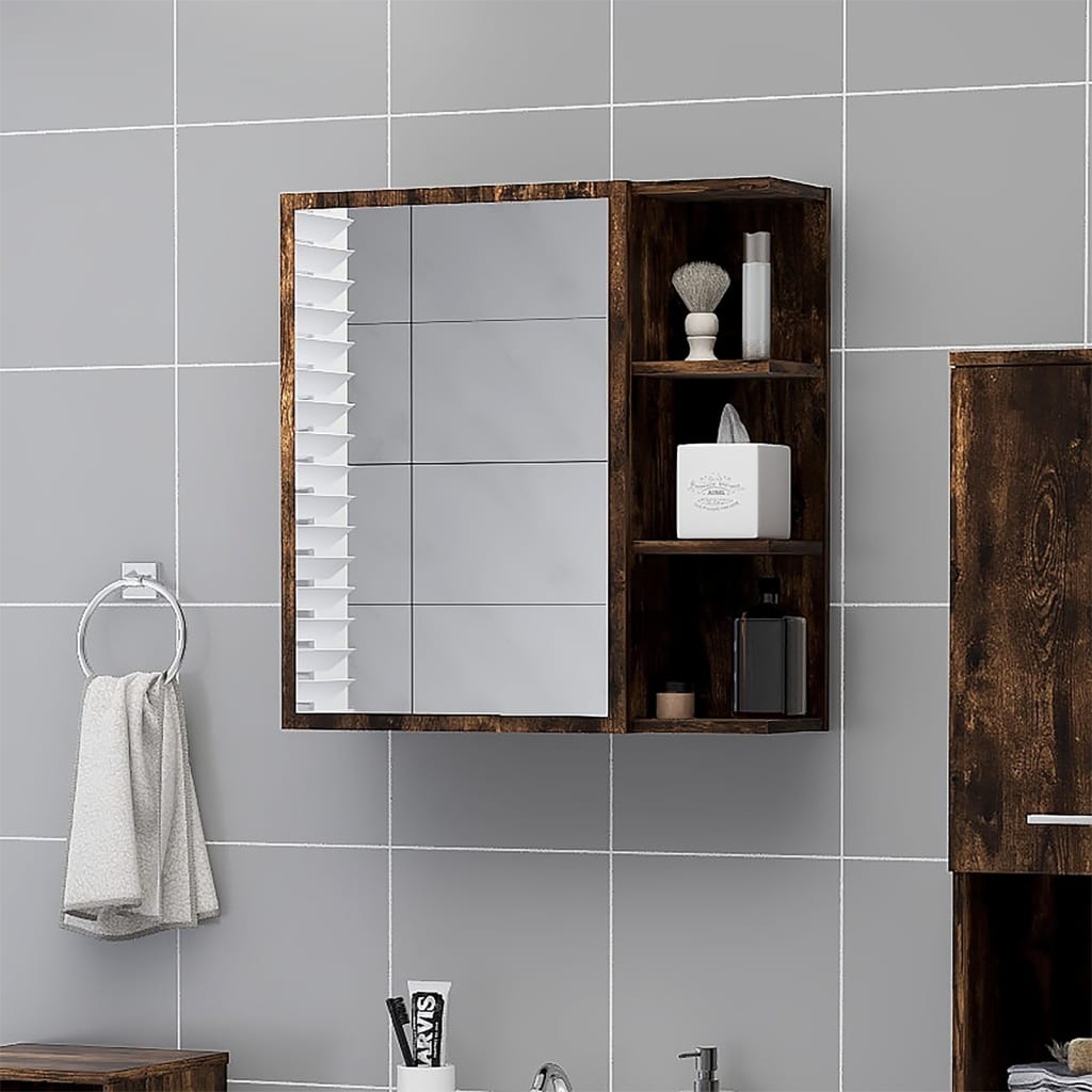 vidaXL Zrkadlová skrinka dymový dub 62,5x20,5x64 cm spracované drevo