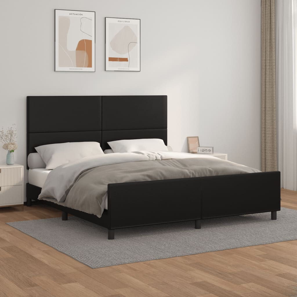 vidaXL Posteľný rám s čelom čierny 160x200 cm umelá koža