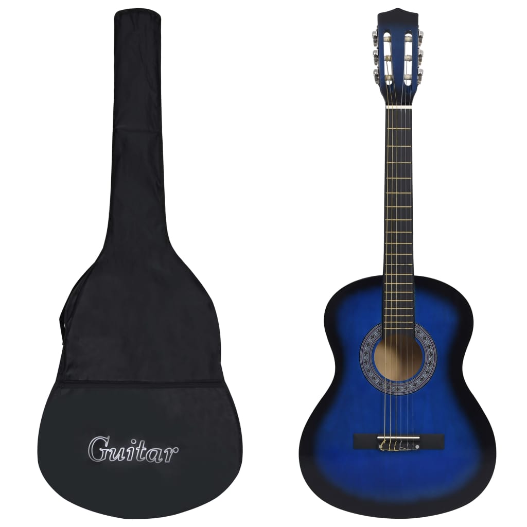 vidaXL Klasická gitara pre začiatočníkov s taškou modrá 3/4 36
