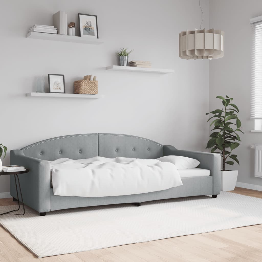 vidaXL Posteľný rám bledosivý 100x200 cm látka