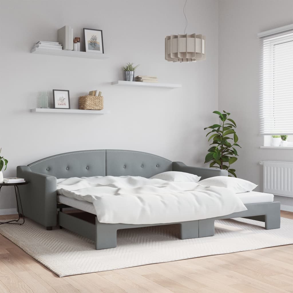 vidaXL Denná posteľ s rozkladacou posteľou bledosivá 100x200 cm látka